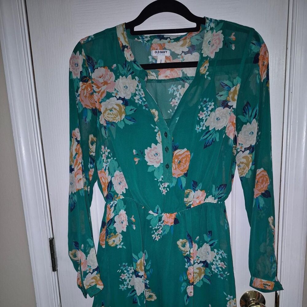 Old-navy Women's Green Floral Dress M
